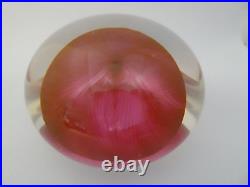 Signed David Lotton Cranberry Pulled Feather Sommerso Paperweight