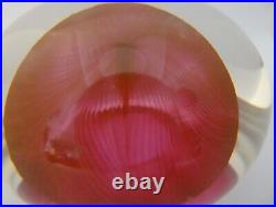 Signed David Lotton Cranberry Pulled Feather Sommerso Paperweight