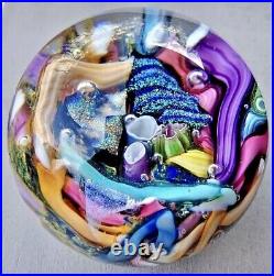 Signed Doug Sweet Dichroic Millefiori Studio Art Glass 1.55 Marble Sphere Orb