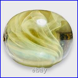 Signed Gilbert Johnson Glass 1982 Opalescent Veils Paperweight