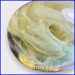 Signed Gilbert Johnson Glass 1982 Opalescent Veils Paperweight