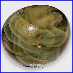 Signed Gilbert Johnson Glass 1982 Opalescent Veils Paperweight