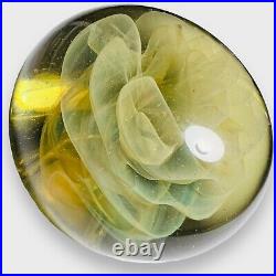 Signed Gilbert Johnson Glass 1982 Opalescent Veils Paperweight