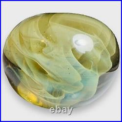 Signed Gilbert Johnson Glass 1982 Opalescent Veils Paperweight