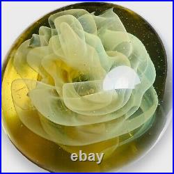 Signed Gilbert Johnson Glass 1982 Opalescent Veils Paperweight