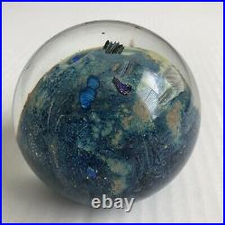 Signed Josh Simpson Inhabited Planet Glass Paperweight Dated 1998 Vintage