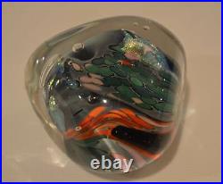 Signed Karg Dichroic Iridescent Art Glass Paperweight