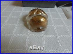 Signed Lalique France Crystal Scarab Beetle Gold Figurine Paperweight Vtg NIB