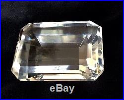 Signed ONLY TIFFANY & CO, Vtg Faceted Emerald Cut Diamond Crystal Paperweight