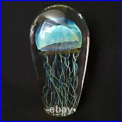 Signed Richard Satava 3370-01 Moon Jellyfish Dichroic Art Glass Sculpture 6.25
