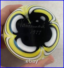 Signed Vandemark Iridescent Swirl Paperweight Vintage 1977