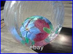 Signed Vandermark Textured Floral Sommerso Flower Art Glass Paperweight