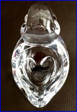 Signed Vintage Handcrafted Vannes Le Châtel Art Glass Crystal Duck Paperweight