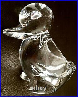 Signed Vintage Handcrafted Vannes Le Châtel Art Glass Crystal Duck Paperweight