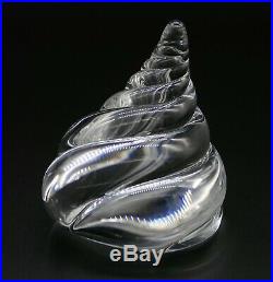 Signed Vintage Steuben Glass Spiral Conch Sea Shell Paperweight