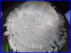 Spectacular Magnum Chrysanthemum Silver Snow Glass Paperweight Vintage Antique