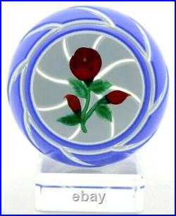 Spectacular RANDALL GRUBB Red ROSE Buds Double OVERLAY Art Glass PAPERWEIGHT