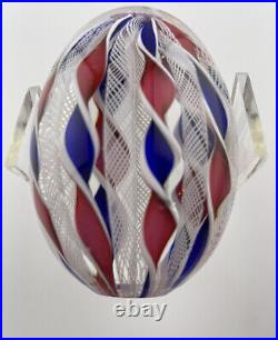 St. Louis L/E Crown Handcooler Glass Paperweight 1976 Red/White/Blue
