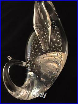 Steuben Art Crystal Dragon with Controlled Bubbles Figurine/Paperweight #8429