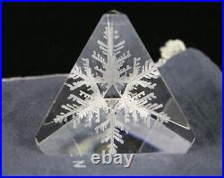 Steuben Art Glass Snowflake Tetrahedron Prism Paperweight Chipped