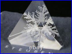 Steuben Art Glass Snowflake Tetrahedron Prism Paperweight Chipped