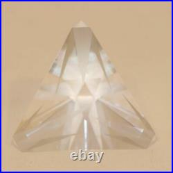 Steuben Crystal 2-3/4 Inch Nova Etched Rays Pyramid Paperweight Figurine 8365