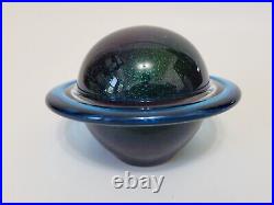 Steven Correia Ringed Planet Paperweight Signed Vintage Art Glass