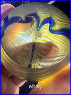Steven Correia Signed Art Glass Iridescent 2 1/2 Paperweight