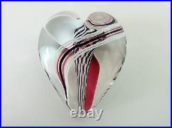 Steven Maslach Cuneo Furnace Red & White Heart Art Glass Paperweight