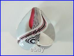 Steven Maslach Cuneo Furnace Red & White Heart Art Glass Paperweight