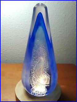 Stuart Abelman Art Glass Signed Paperweight Iridescent Dichroic Pyramid 1990 Vtg