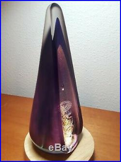 Stuart Abelman Art Glass Signed Paperweight Iridescent Dichroic Pyramid 1993 Vtg