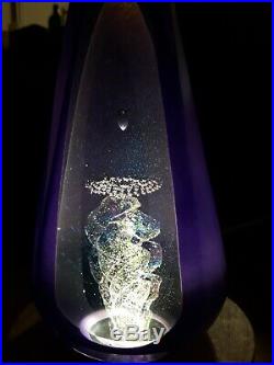 Stuart Abelman Art Glass Signed Paperweight Iridescent Dichroic Pyramid 1993 Vtg