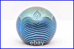 Studio Art Glass Iridescent pulled Feather signed Richardson paperweight