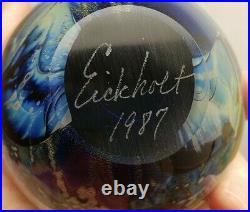 Stunning Vintage Robert Eickholt 1987 signed art glass dichroic paperweight
