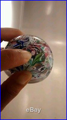 Stunning vintage scrambled cane cape cod glass signed art glass paperweight