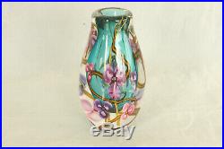 Super Vintage Gandelman Studio Blue Cased Art Glass Paperweight Vase Signed