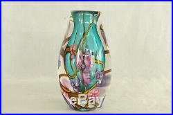 Super Vintage Gandelman Studio Blue Cased Art Glass Paperweight Vase Signed