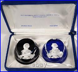 The Franklin Mint Bicentennial Collection Cameo Paperweights in Crystal Full Set