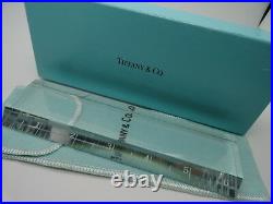 Tiffany & Co. Crystal Glass Paperweight Ruler in Tiffany Pouch and Box