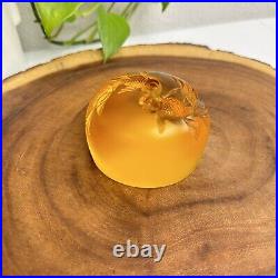 Tittot Art Glass Amber Crystal Signed 3D Paperweight Koi Pond Fish 3 Vtg 1998