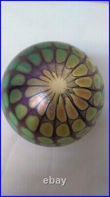 Tom Philabaum Signed and Dated Reptilian Round Glass Paperweight