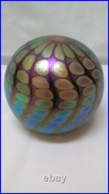 Tom Philabaum Signed and Dated Reptilian Round Glass Paperweight