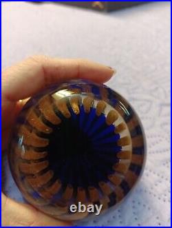 VINTAGE AVENTURINE MURANO PAPERWEIGHT GOLD And COBALT BLUE