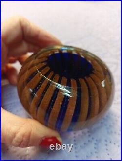 VINTAGE AVENTURINE MURANO PAPERWEIGHT GOLD And COBALT BLUE