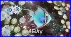 VINTAGE LUNDBERG Studio SIGNED SALAZAR Crystal Art Glass Paperweight Cobalt Fish