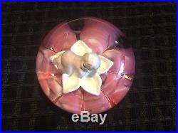 VINTAGE Maude & Bob St Clair Pink Sulfide Glass Sleeping Baby Paperweight 1978