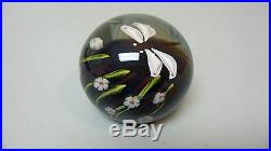 VINTAGE ORIENT & FLUME ART GLASS PAPERWEIGHT with DRAGONFLY, SIGNED, DATED 1978