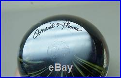 VINTAGE ORIENT & FLUME ART GLASS PAPERWEIGHT with DRAGONFLY, SIGNED, DATED 1978