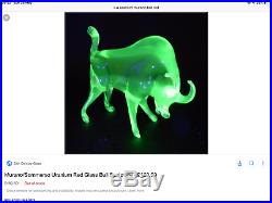 VINTAGE RARE MURANO URANIUM Glass Bull Sommerso Red DESK PAPERWEIGHT collectors